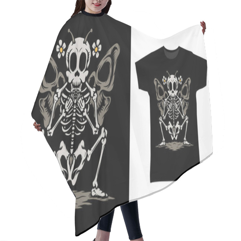 Personality  Skeleton Butterfly Tshirt Design Concept Hair Cutting Cape