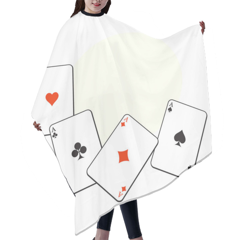 Personality  Set Of Hearts, Spades, Clubs And Diamonds Ace Playing Cards Hair Cutting Cape