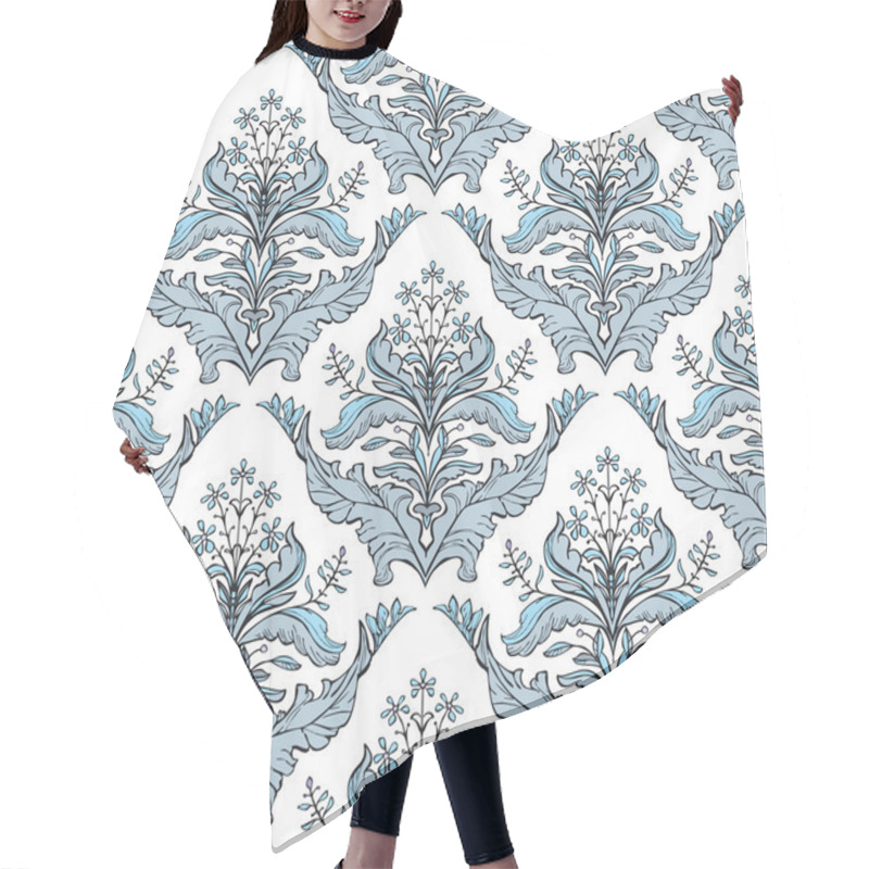 Personality  Classic Floral Damask Pattern In Blue And White Hair Cutting Cape