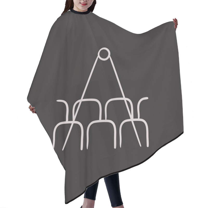 Personality  Movie Theater With Seats, Projector Sketch Icon. Hair Cutting Cape