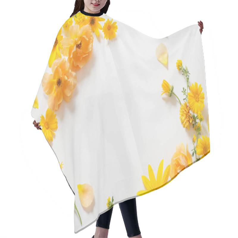 Personality  The Yellow  Flowers On White Background Hair Cutting Cape