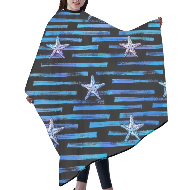 Personality  Starfishes And Stripes Seamless Pattern Hair Cutting Cape