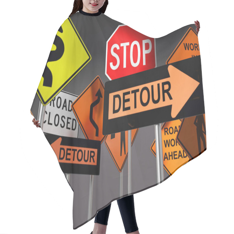 Personality  Road Construction Signs Hair Cutting Cape