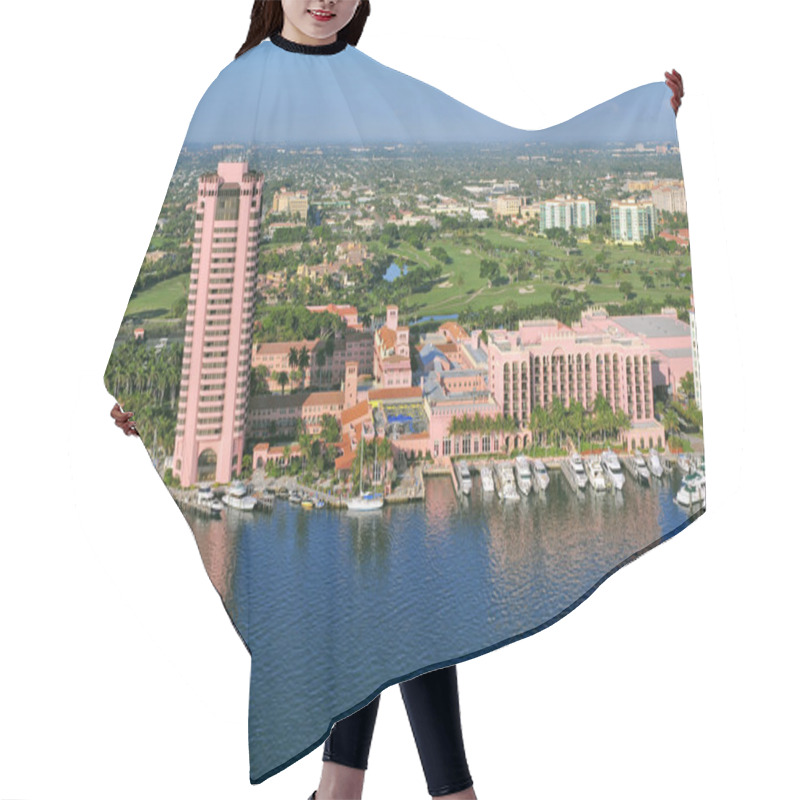 Personality  Overhead View Of Boca Raton Florida Lake And Marina Hair Cutting Cape