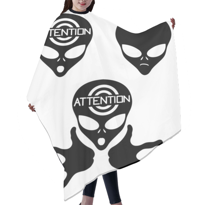 Personality  Alien Icons On White. Hair Cutting Cape