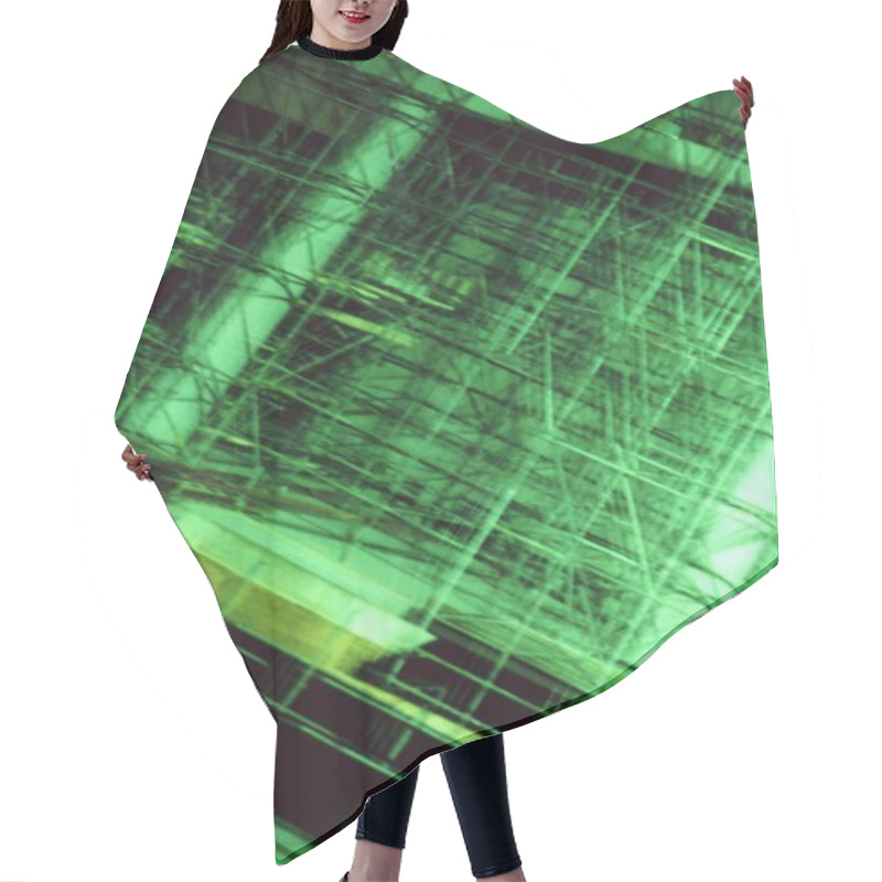 Personality  Abstract Green Steel Framework In A Modern Construction Hair Cutting Cape