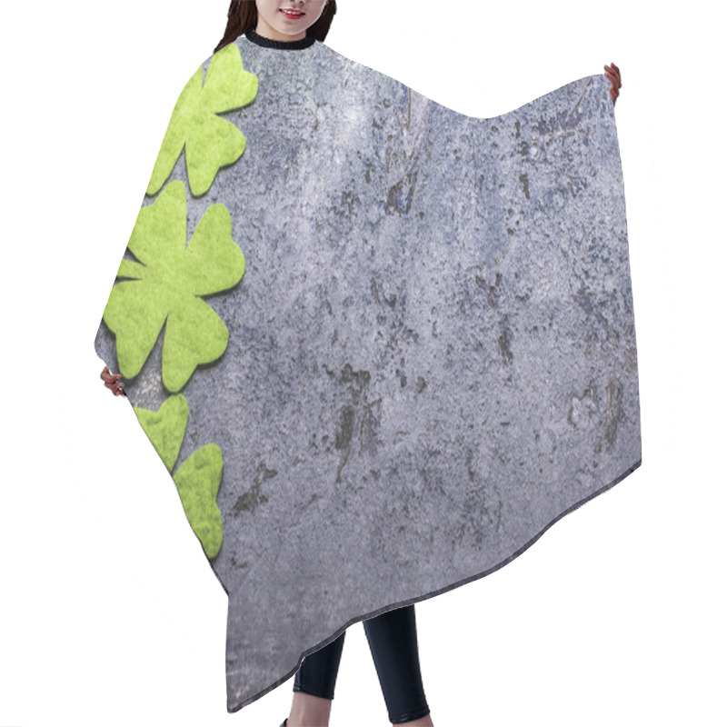 Personality  Green Clover Leaf On Rustic Background Hair Cutting Cape