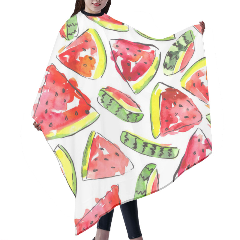 Personality  Watermelon Pattern, Fruit Summer Mood, Juicy Illustration Hair Cutting Cape