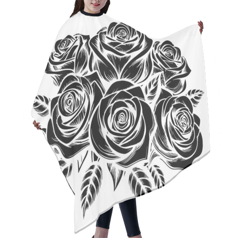 Personality  Beautiful Roses Flower Vector Design On White Background Illustration Hair Cutting Cape