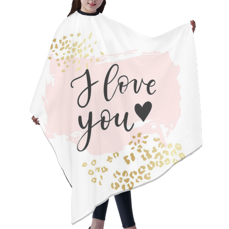 Personality  Vector Hand Drawn Love Greeting Card, Poster For Happy Valentines Day. I Love You Calligraphy Hair Cutting Cape