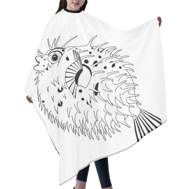 Personality  Spine Porcupine Fish Hair Cutting Cape