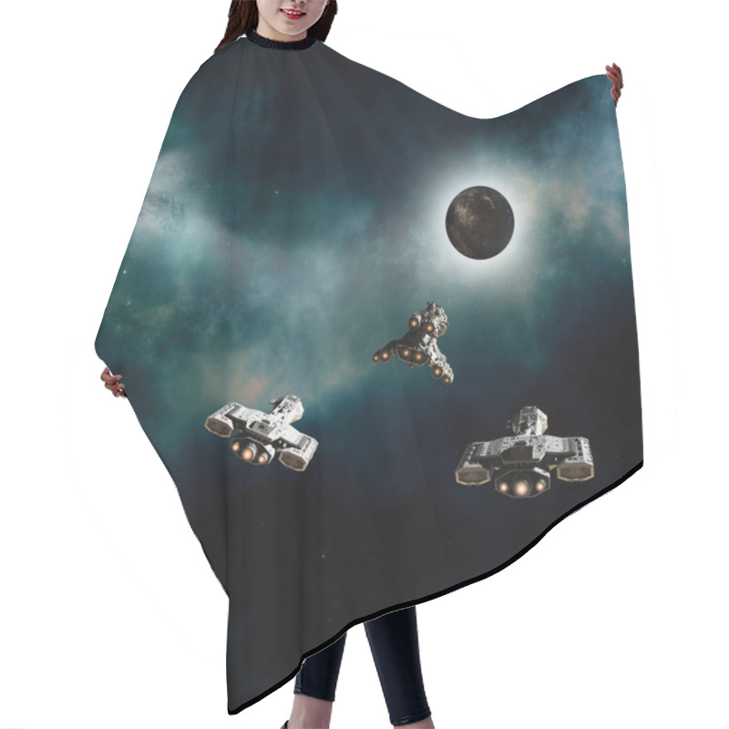 Personality  Spaceships Approaching A Dark Planet Hair Cutting Cape