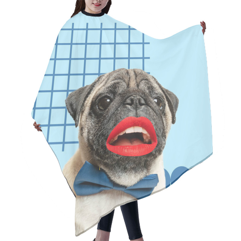 Personality  Modern Design, Contemporary Art Collage With Cute Doggies Hair Cutting Cape