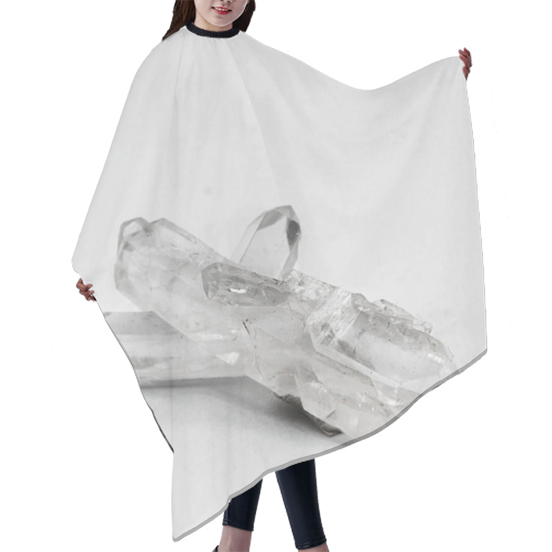 Personality  Hyaline Quartz Crystals On White Background Hair Cutting Cape