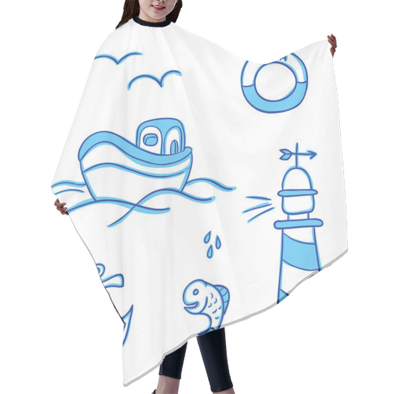 Personality  Sea Objects Set Hair Cutting Cape