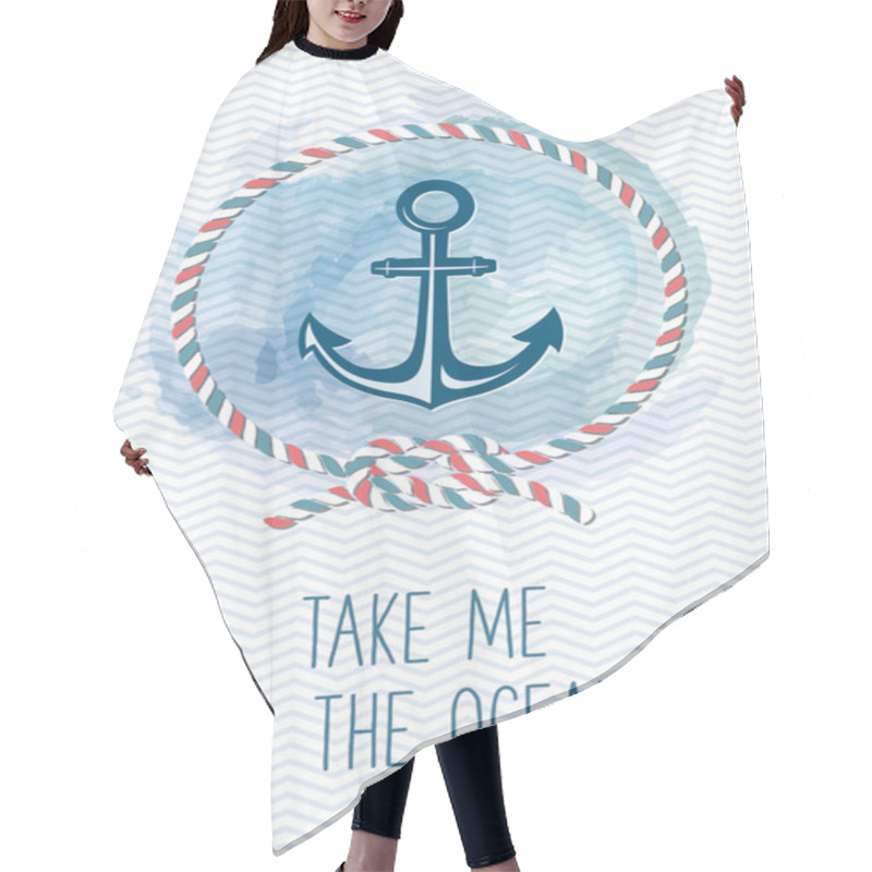 Personality  Sea Card With Anchor, Rope, Knot, Quote. Hair Cutting Cape