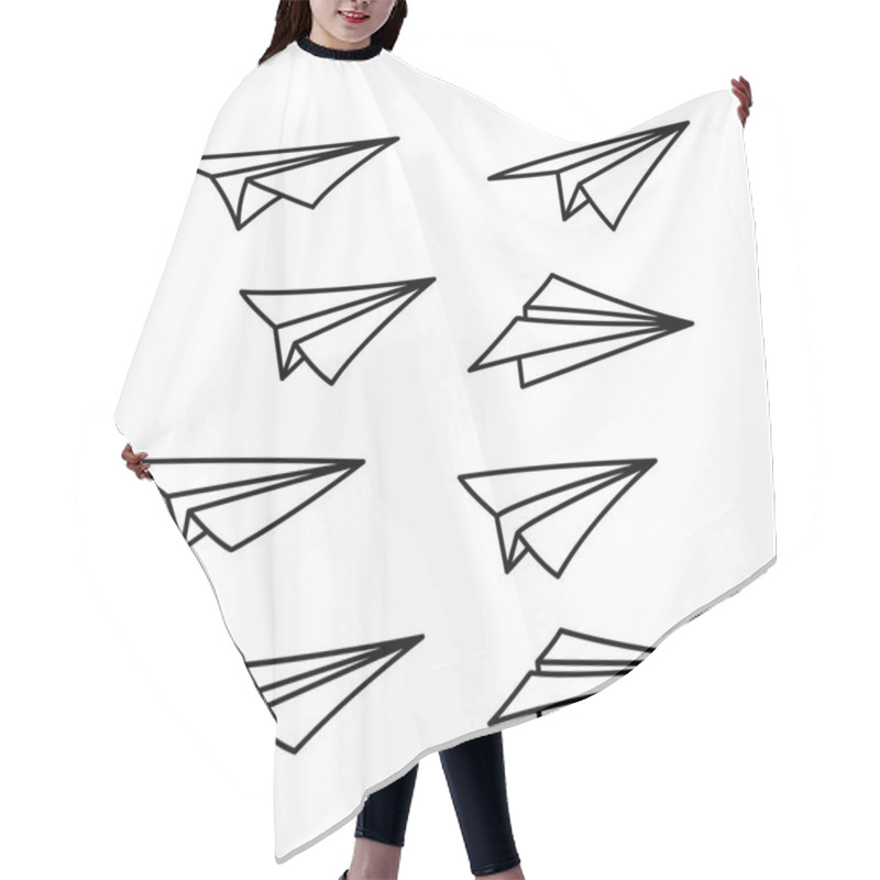 Personality  Vector Paper Airplane And Blank Advertising Banner Hair Cutting Cape