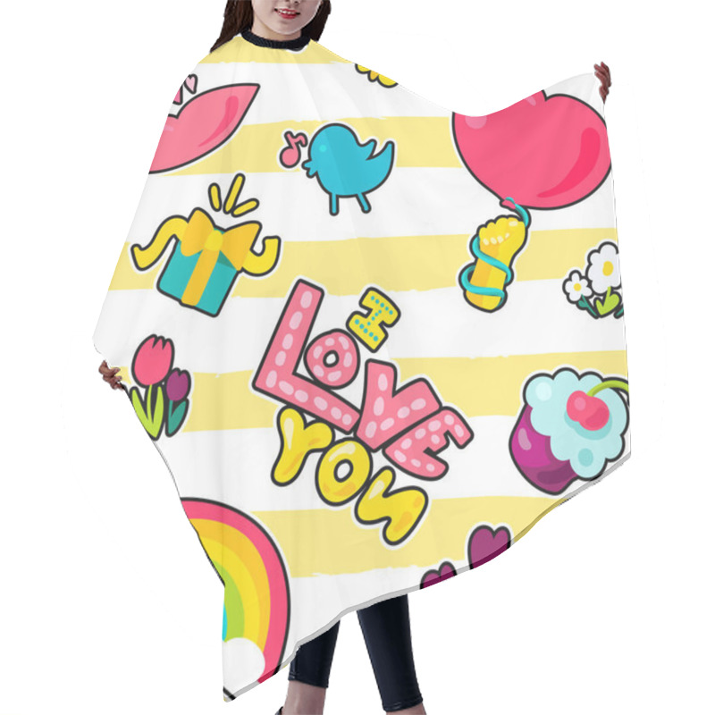 Personality  Vector Romantic Love Seamless Pattern Hair Cutting Cape