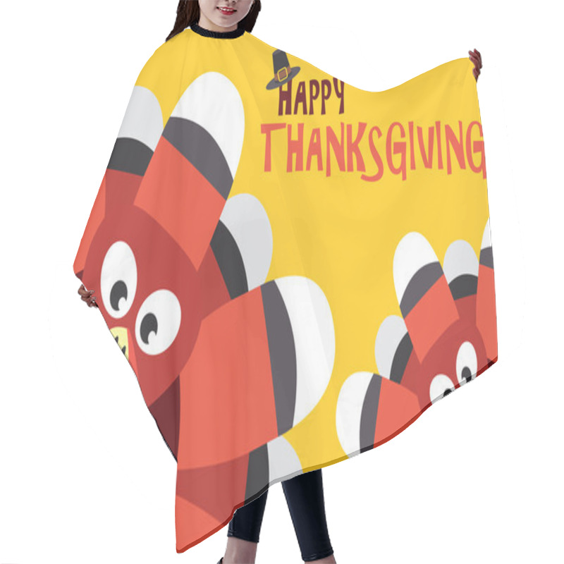 Personality  Happy Thanksgiving With Turkey Vector Card Hair Cutting Cape