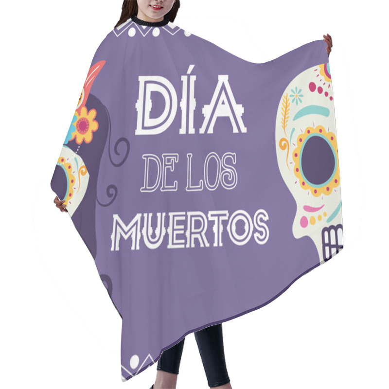 Personality  Dia De Los Muertos Card With Catrina And Skull Heads Hair Cutting Cape