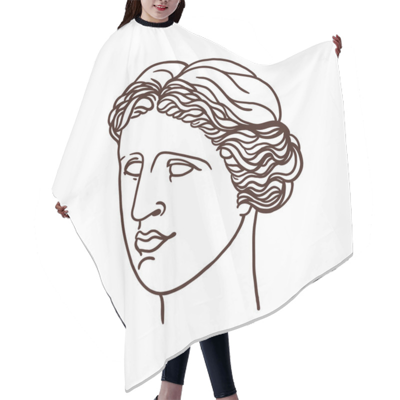 Personality  Portrait Of The Mythological Greek Venus. A Woman In Profile. Linear Graphics. Vector Illustration. Hair Cutting Cape