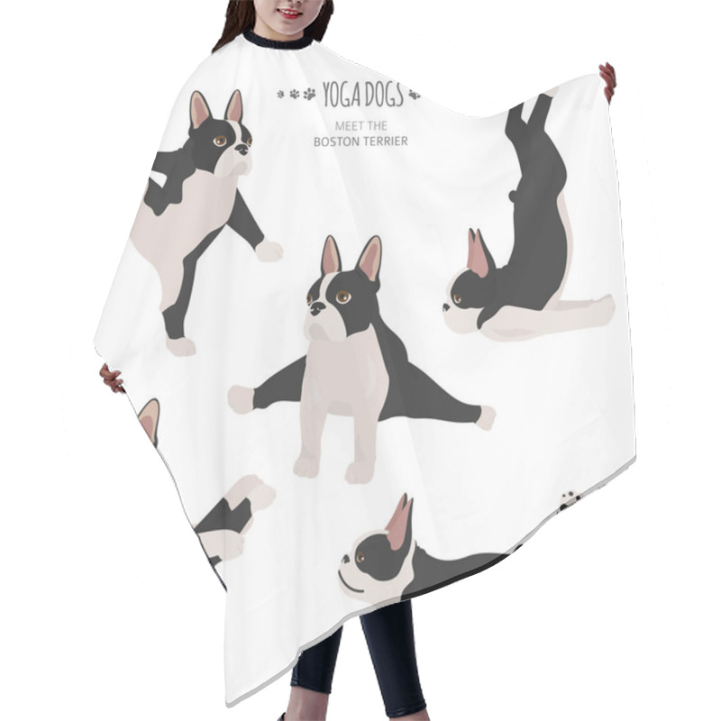 Personality  Yoga Dogs Poses And Exercises. French Bulldog  Clipart Hair Cutting Cape