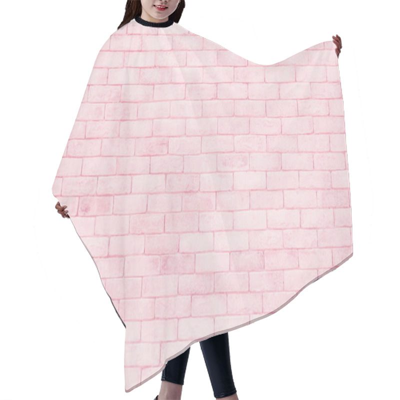 Personality  Pastel Pink And White Brick Wall Texture Background. Brickwork Pattern Stonework Flooring Interior Stone Old Clean Concrete Grid Uneven Brick Design Stack. Home Or Office Design Backdrop Decoration. Hair Cutting Cape