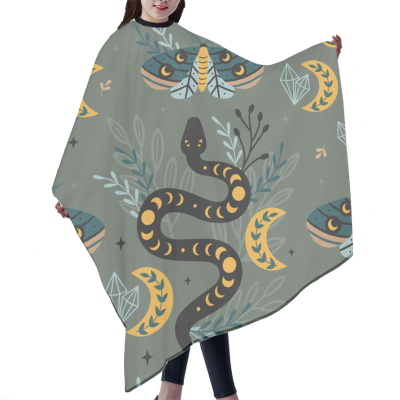 Personality   Seamless Pattern Magic Forest With Moth And Snake Hair Cutting Cape