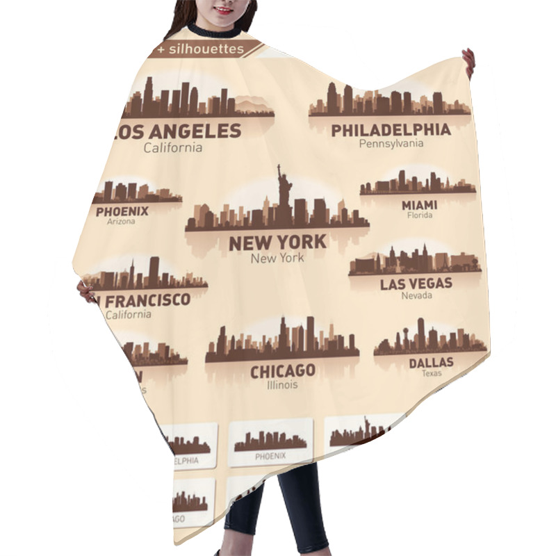 Personality  Skyline City Set. 10 Cities Of USA #1 Hair Cutting Cape