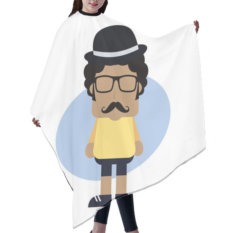 Personality  Hipster With Bowler Hat Hair Cutting Cape