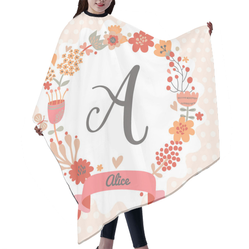 Personality  Floral Wreath With Letter A Hair Cutting Cape