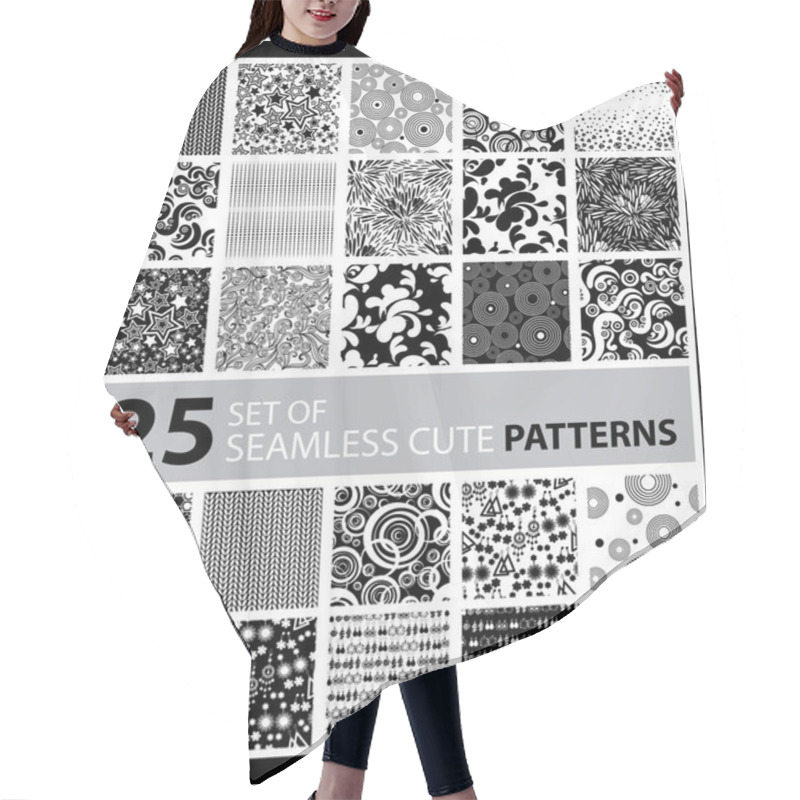 Personality  Big Vector Set Of Twenty Five Seamless Patterns Hair Cutting Cape