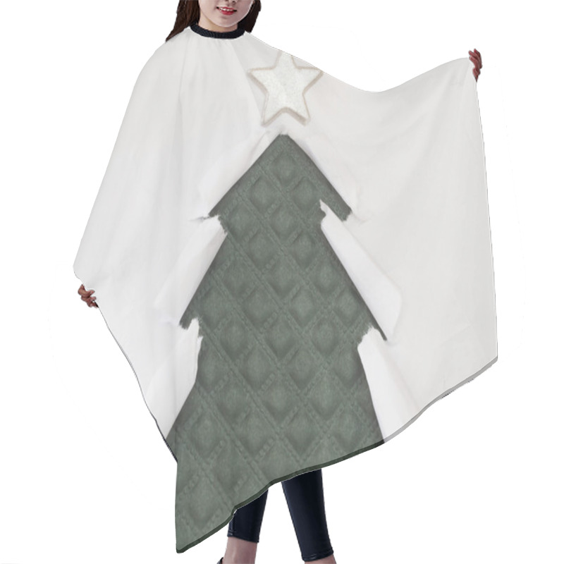 Personality  Handmade Paper Cut Xmas Tree Hair Cutting Cape