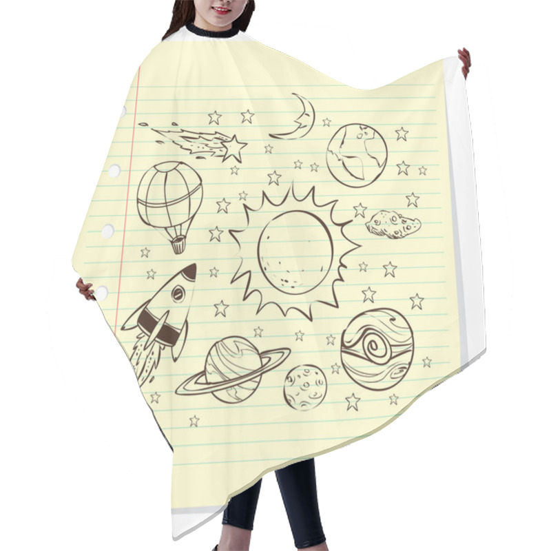 Personality  Space Theme Doodle, On Lined Note Paper Hair Cutting Cape