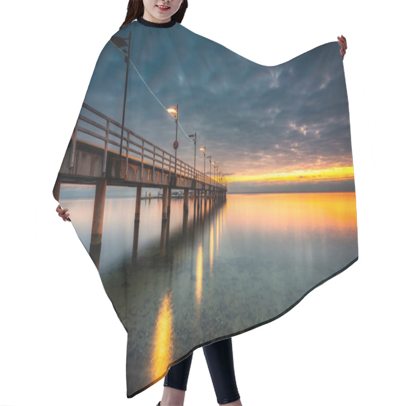 Personality  Wooden Pier In Mechelinki Village Before Sunrise, Northern Poland. Hair Cutting Cape