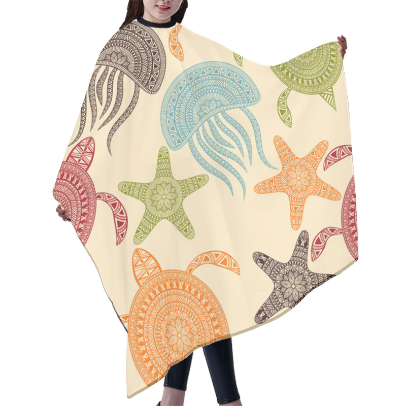 Personality  Seamless Pattern With Turtles Hair Cutting Cape