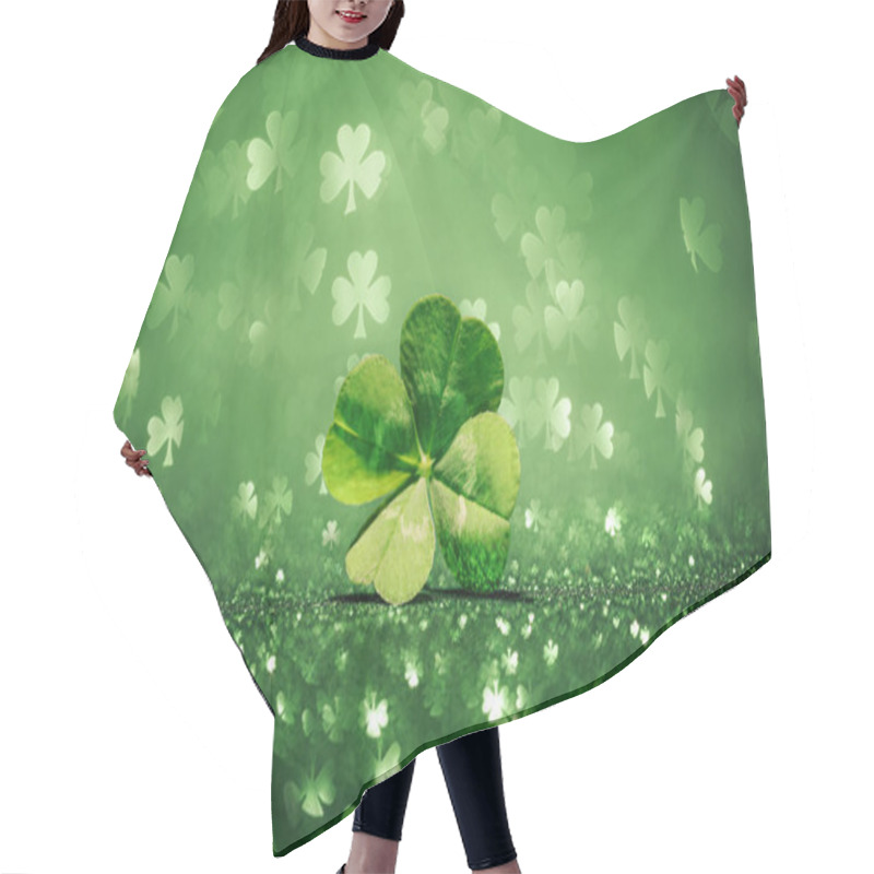 Personality  Lucky Four Leaf Clover Surrounded By Sparkling Shamrock Shapes Hair Cutting Cape