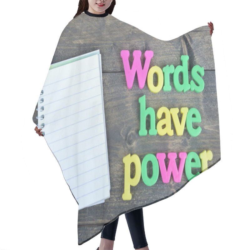 Personality  Words Have Power On Wooden Table Hair Cutting Cape