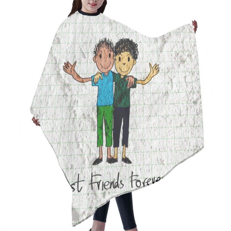 Personality  Happy Friendship Day And Best Friends Forever On Wall Texture Ba Hair Cutting Cape