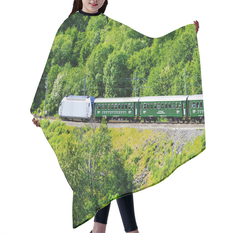 Personality  Train At Famous Flam Railway  Line In Flam Valley In Norway Hair Cutting Cape