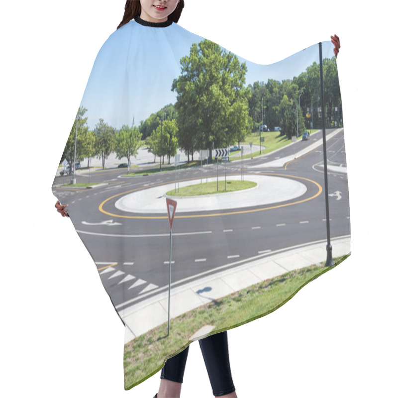 Personality  Traffic Roundabout Intersection In Suburbs Hair Cutting Cape