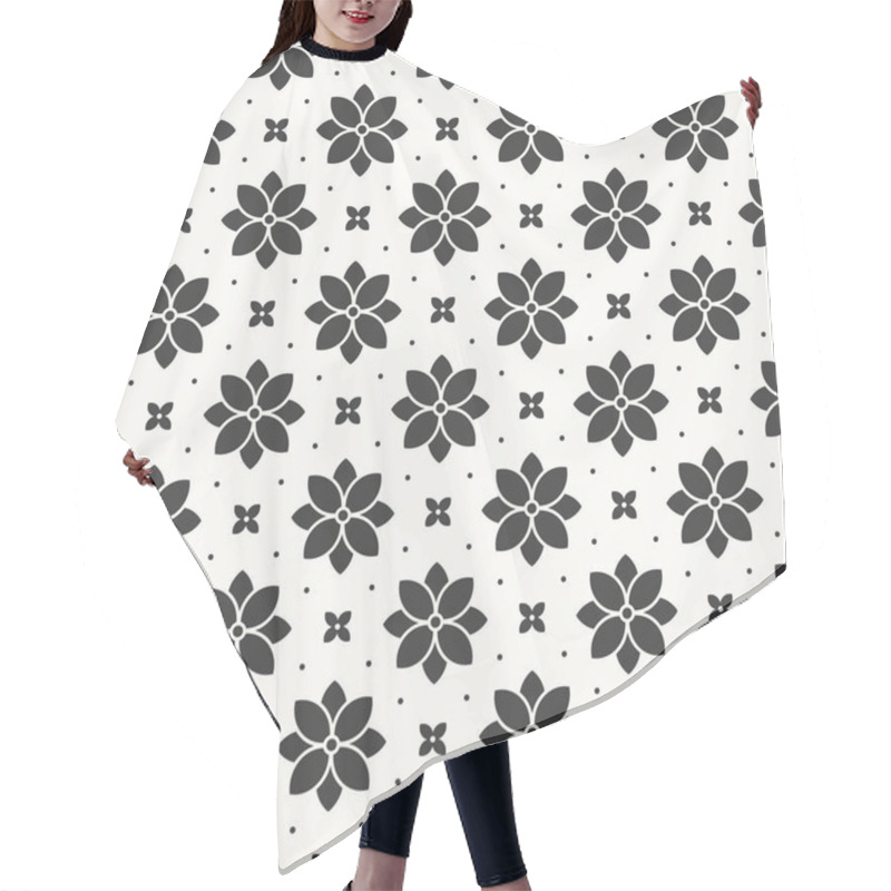 Personality  Seamless Monochrome Flower Pattern. Each Detail In Separate Layer. Hair Cutting Cape