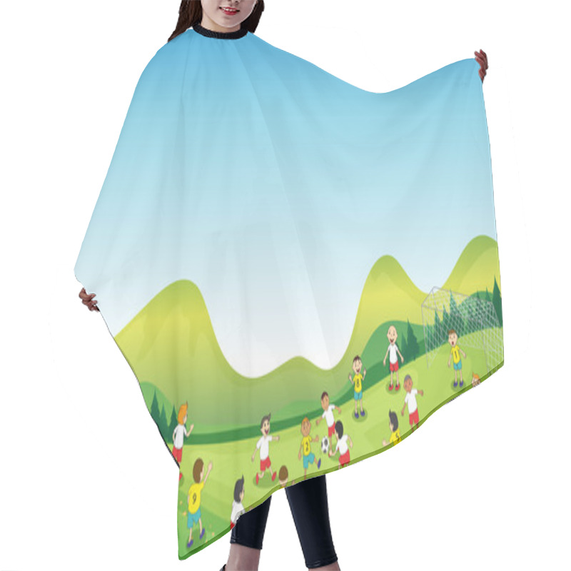 Personality  Children Playing Football Hair Cutting Cape