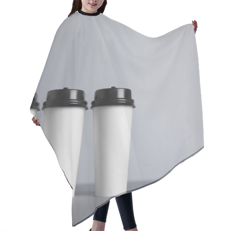 Personality  Three Take Away White Paper Cups Hair Cutting Cape