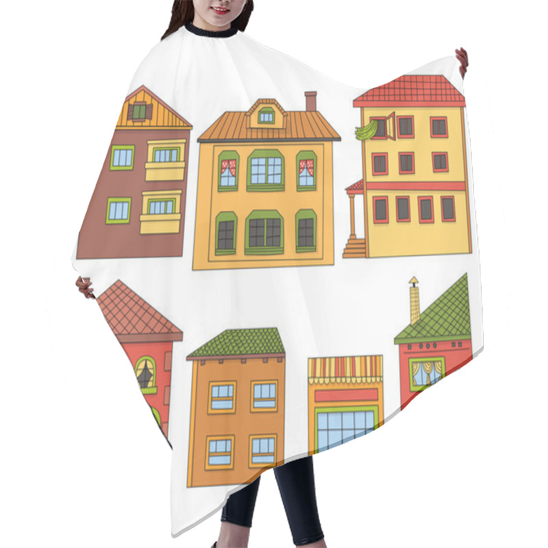 Personality  Hand Drawn Houses Hair Cutting Cape