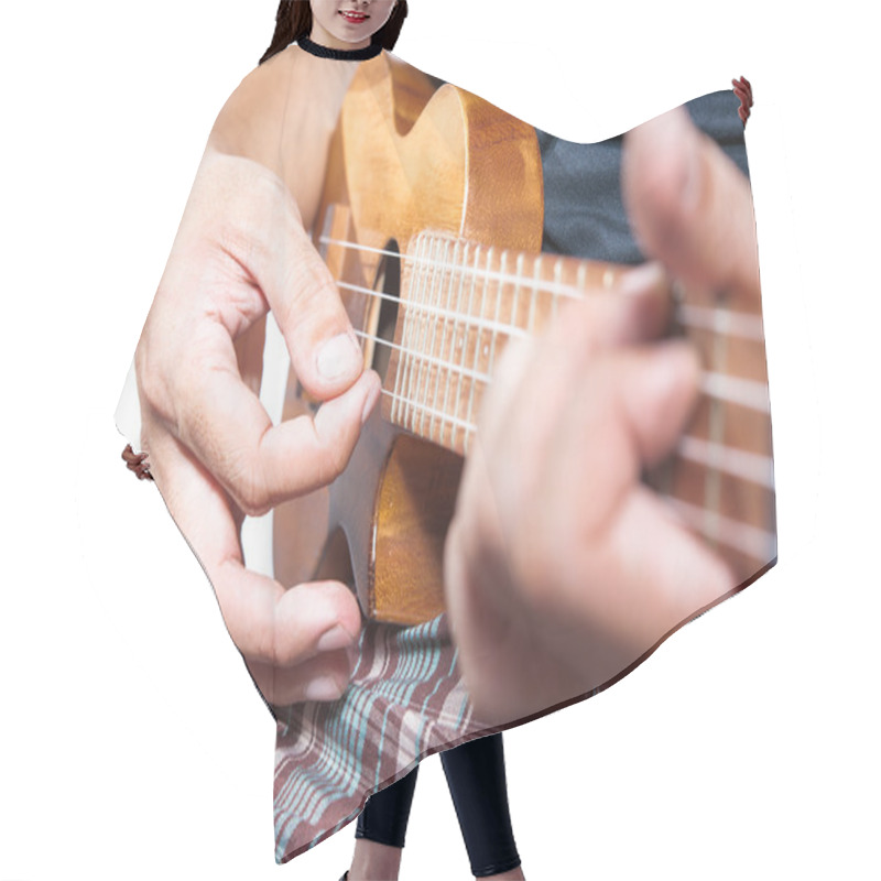 Personality  Hand Playing Ukulele, Small String Instrument Hair Cutting Cape