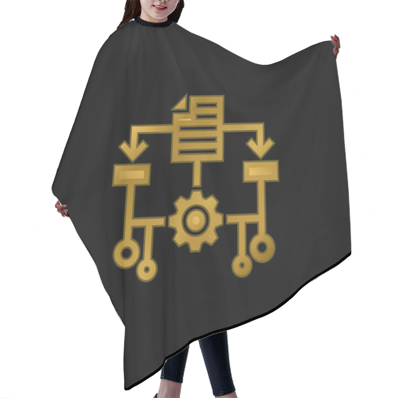 Personality  Algorithm Gold Plated Metalic Icon Or Logo Vector Hair Cutting Cape