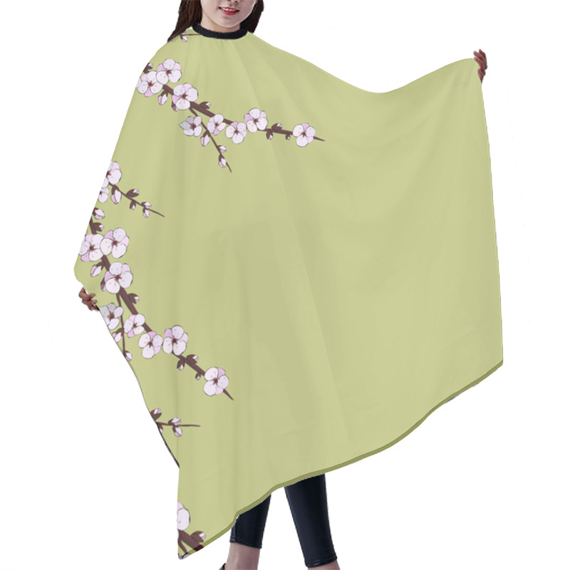 Personality  Cherry Blossom. Sakura Flowers. Floral Background.  Hair Cutting Cape