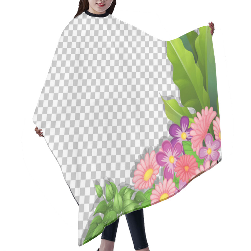 Personality  Pink Flowers With Leaves On Transparent Background Illustration Hair Cutting Cape