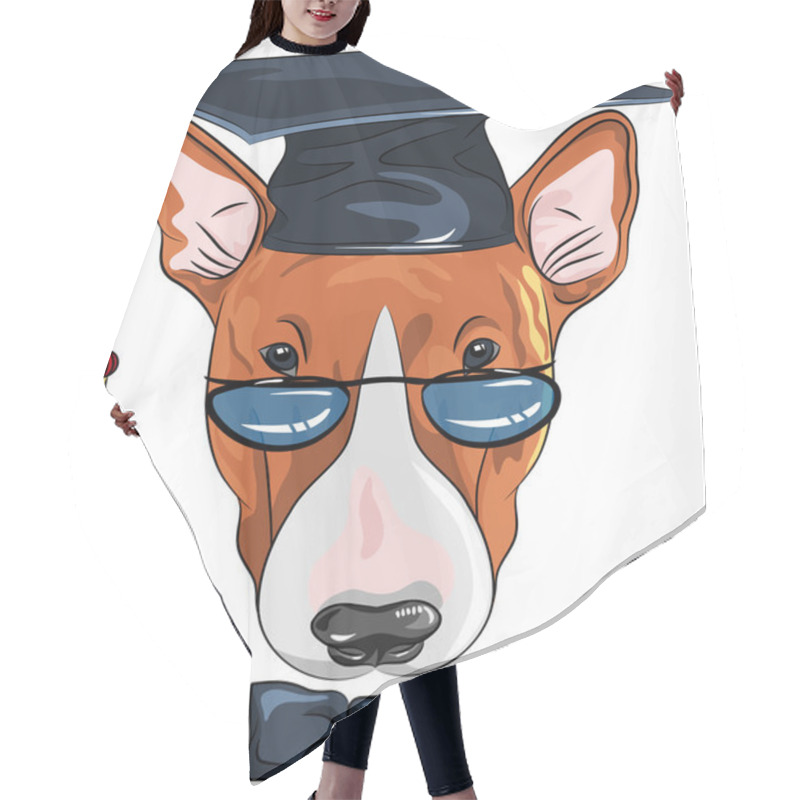 Personality  Vector Funny Graduated Dog Bullterrier Hair Cutting Cape